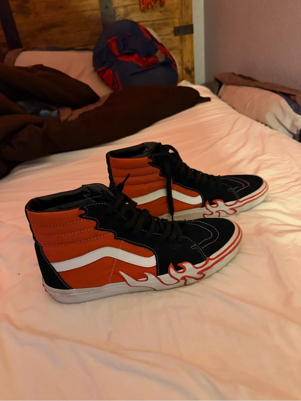 Vans Sk8-Hi Orange Black White Flame Skate Sneakers